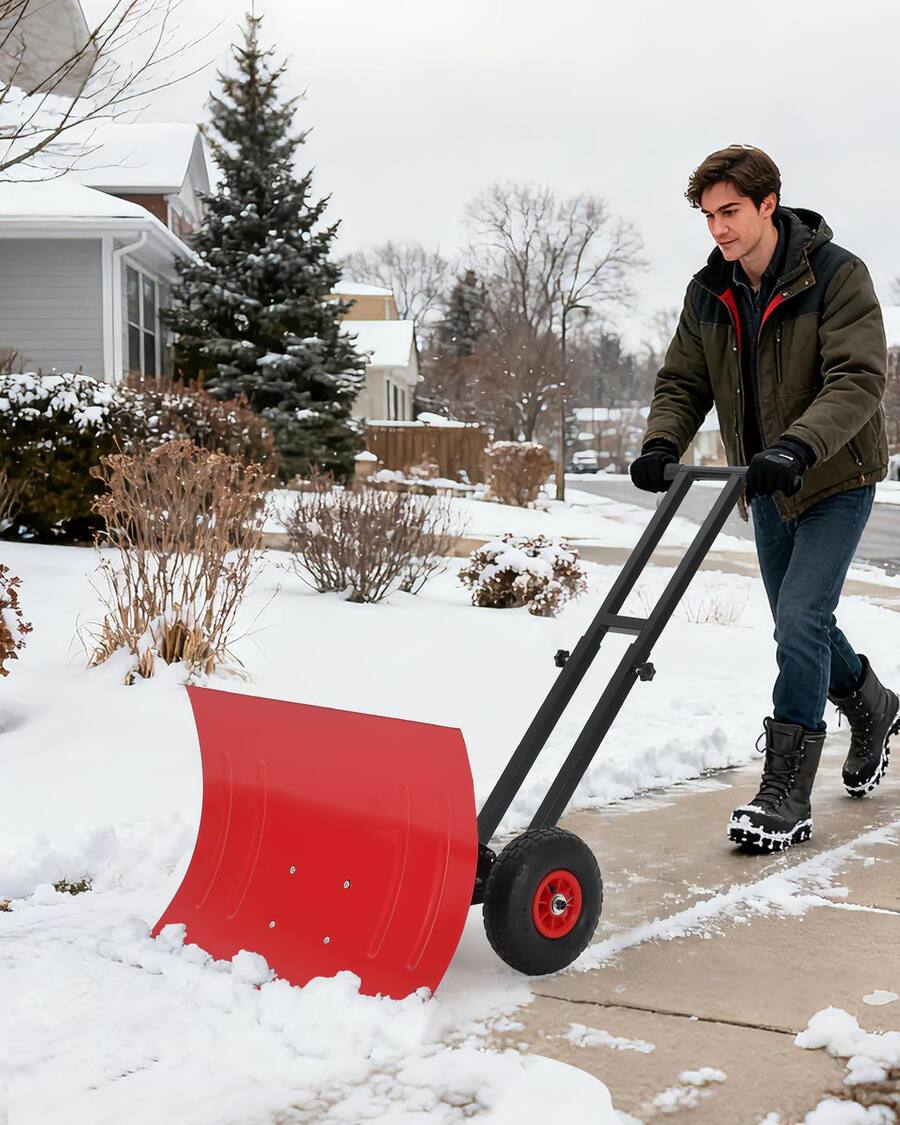 Rod Snow Babevy 29x19.8in Wheeled Snow Shovel, Double Rod, Adjustable Handle ...
