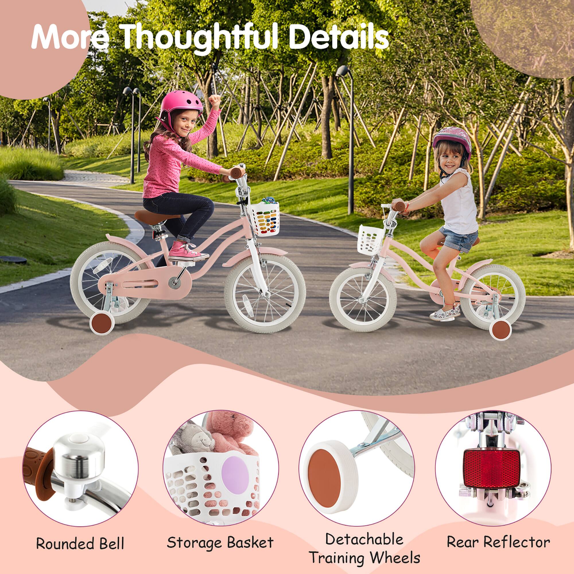 More Thoughtful Details

- Rounded Bell
- Storage Basket
- Detachable Training Wheels
- Rear Reflector