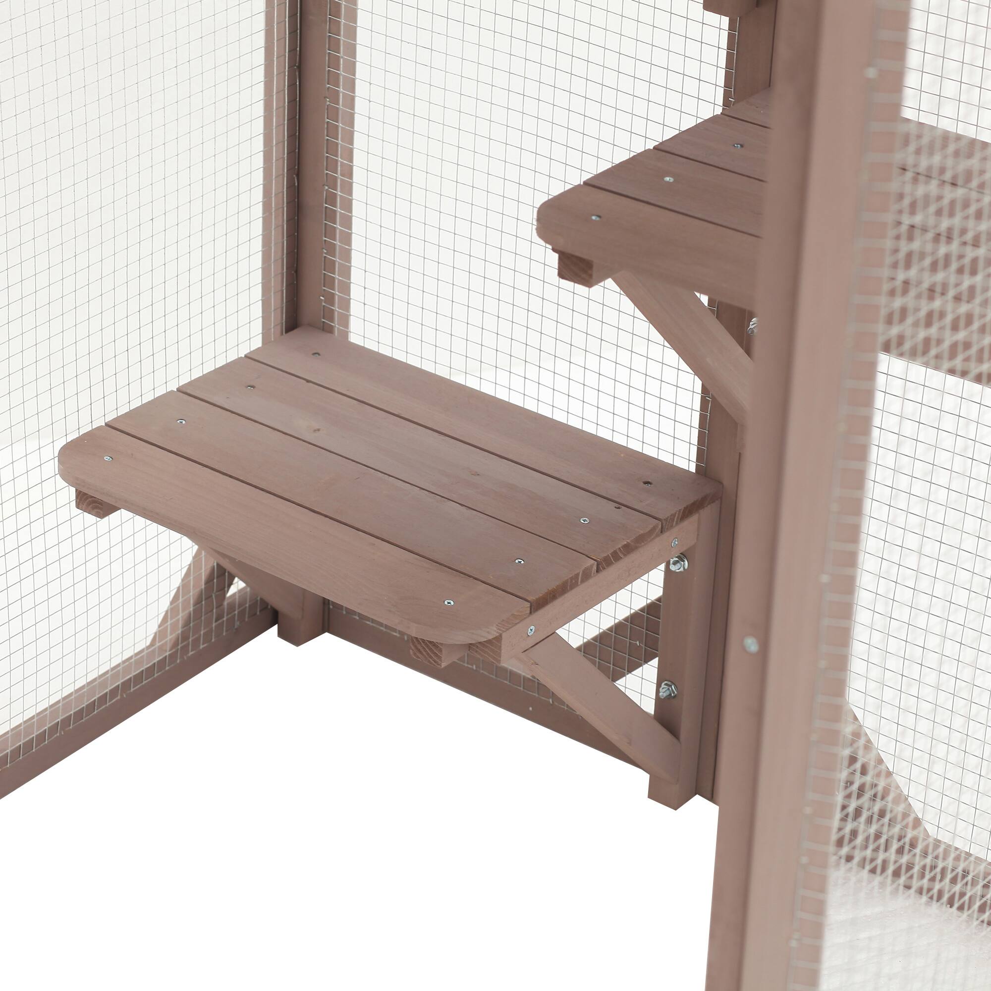 Alt View 5. Pawhut - Outdoor Cat House, Catio Wooden Feral Shelter, Cage with Platforms, Weather Protection Asphalt Roof, 71" L.