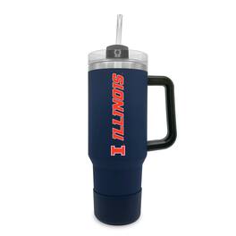 The Fanatic Group - Illinois Fighting Illini 40oz. Stainless Tumbler with Handle & Removable Straw - Navy