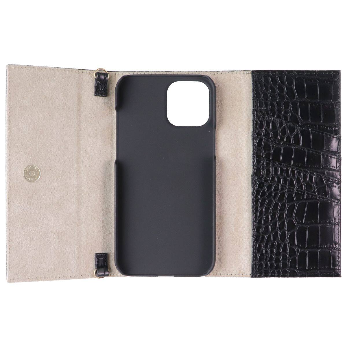 Back. iDeal of Sweden - Signature Clutch Case for iPhone 12 Pro Max - Jet Black Croco - Black.