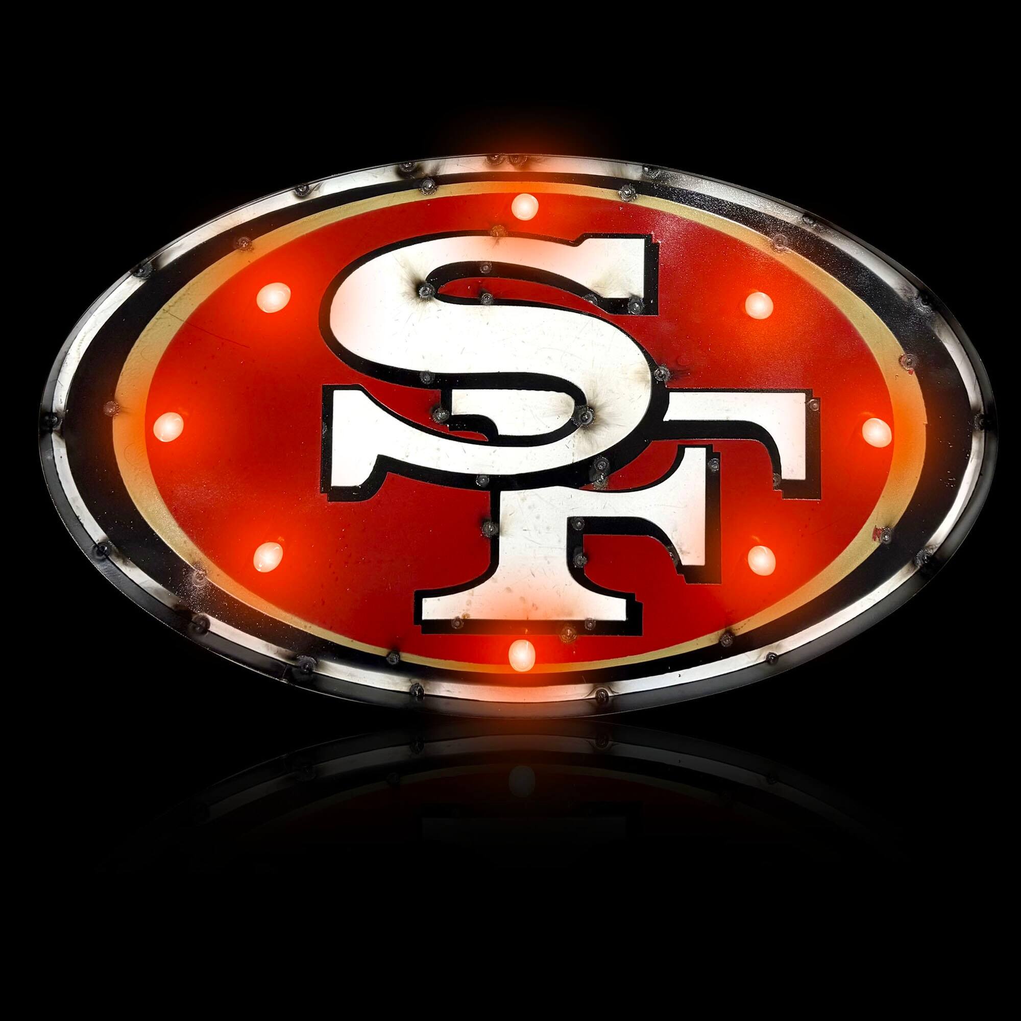 Alt View 1. Imperial - San Francisco 49ers Logo Lighted Recycled Metal Sign - Red.