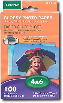 Front Standard. Basix - 100-Pack 4" x 6" Glossy Photo Paper.