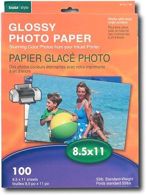 Front Standard. Basix - 100-Pack 8.5" x 11" Glossy Photo Paper.