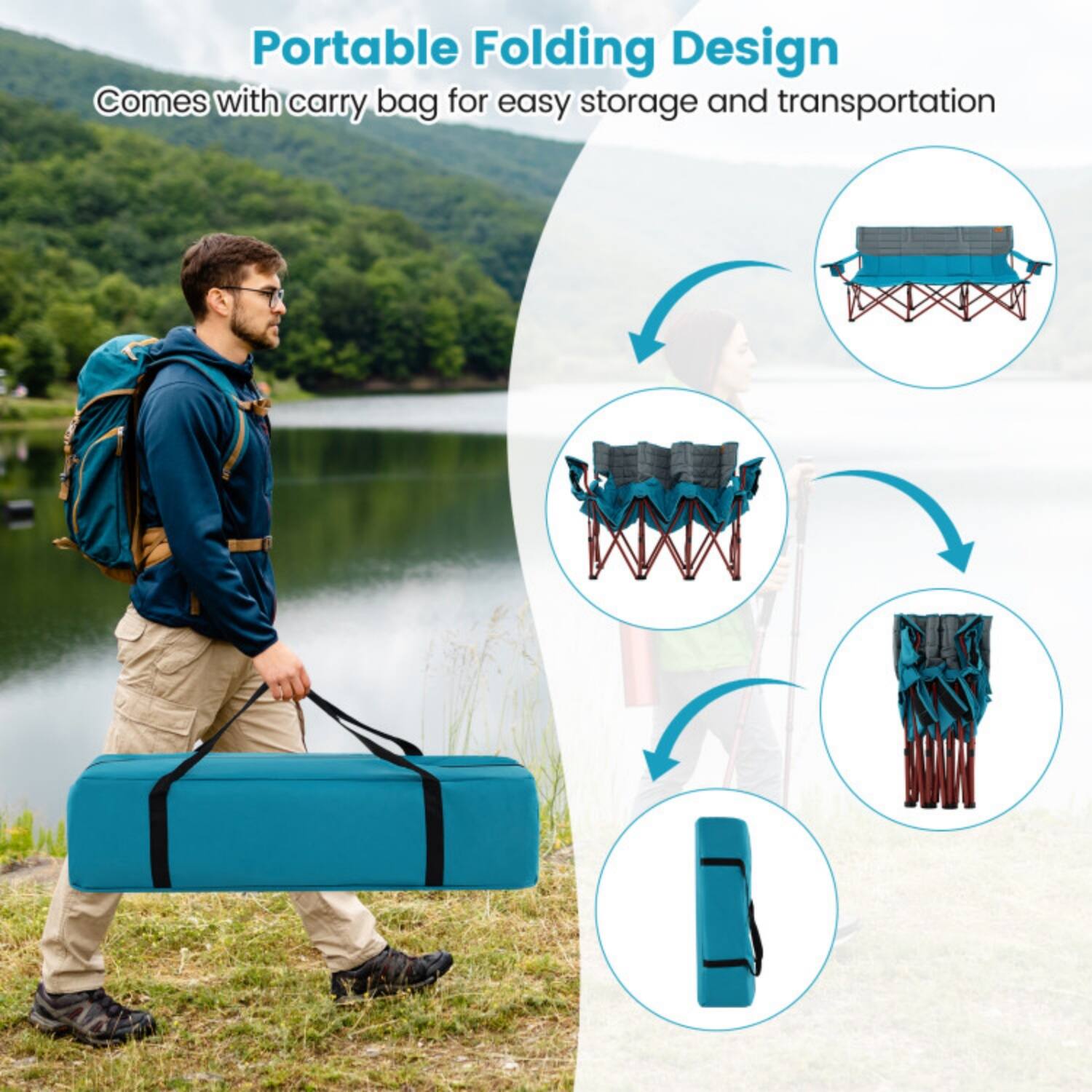 Portable Folding Design  
Comes with carry bag for easy storage and transportation