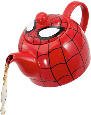 Front. Marvel - Marvel I AM SPIDER-MAN Ceramic Teapot with Web Mask Detail Lid - Red.