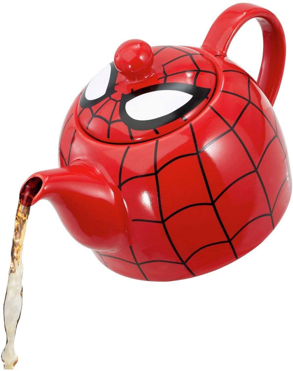 Front. Marvel - Marvel I AM SPIDER-MAN Ceramic Teapot with Web Mask Detail Lid - Red.