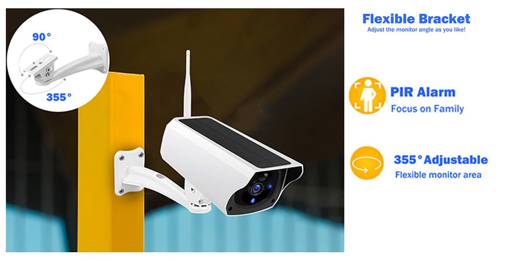 - Flexible Bracket: Adjust the monitor angle as you like!
- PIR Alarm: Focus on Family
- 355° Adjustable: Flexible monitor area