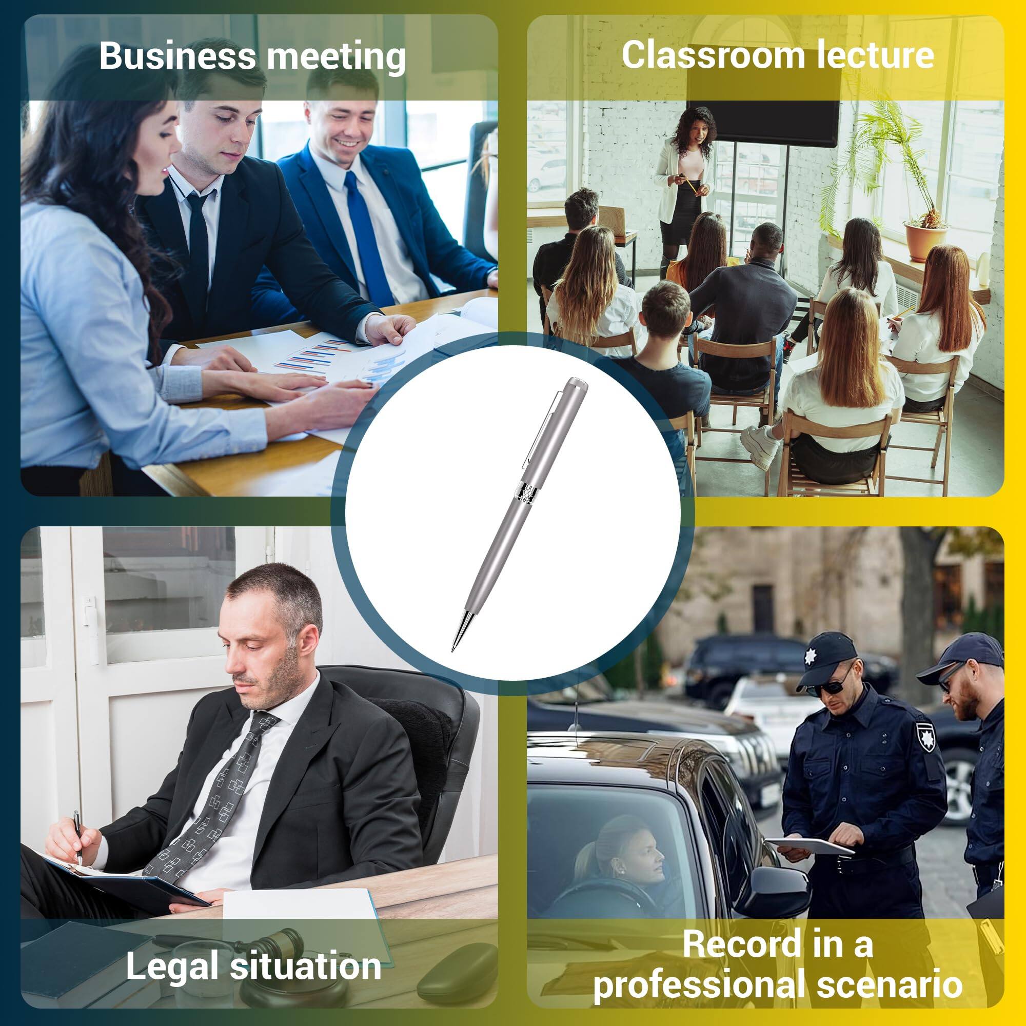 - Business meeting
- Classroom lecture
- Legal situation
- Record in a professional scenario