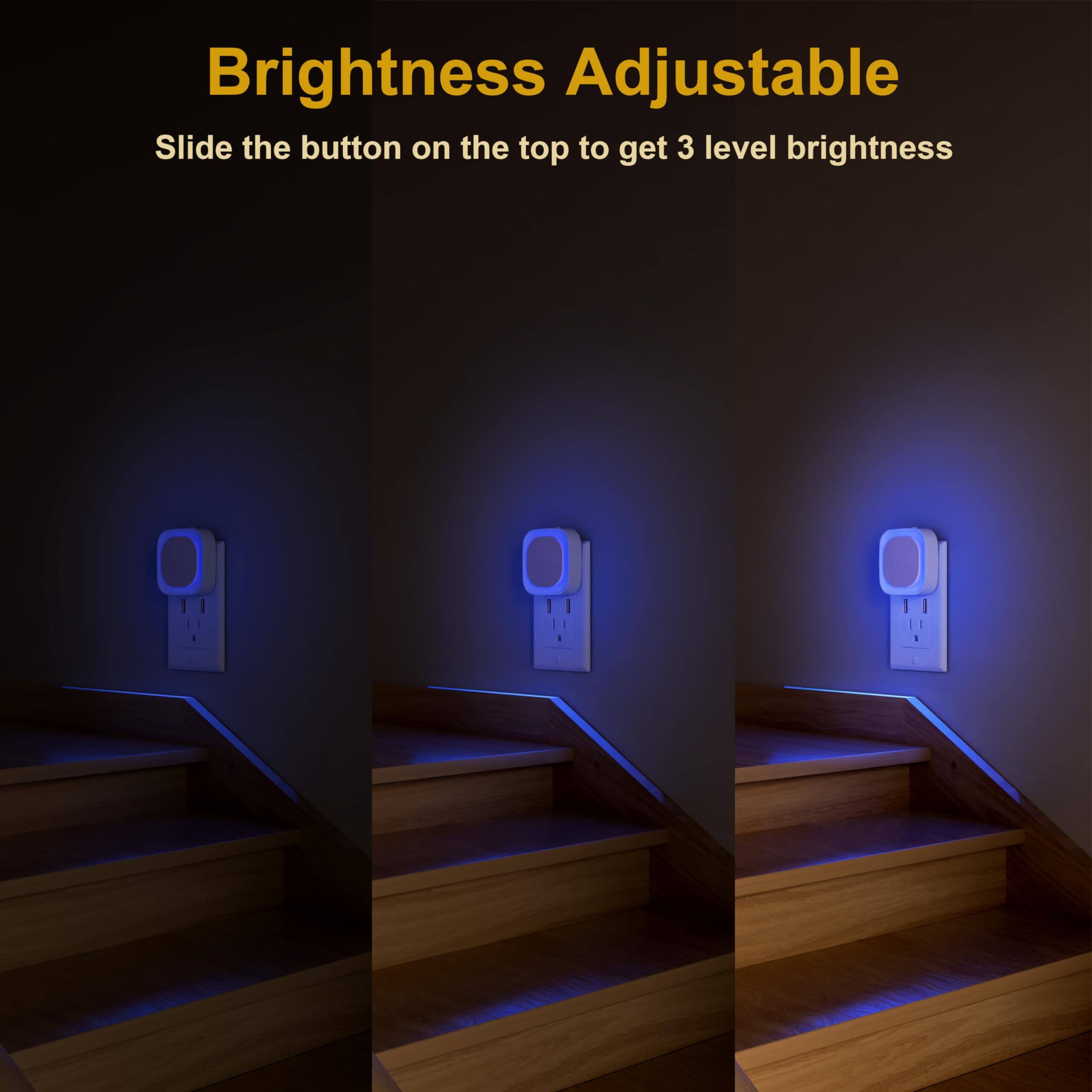 Brightness Adjustable  
Slide the button on the top to get 3 level brightness