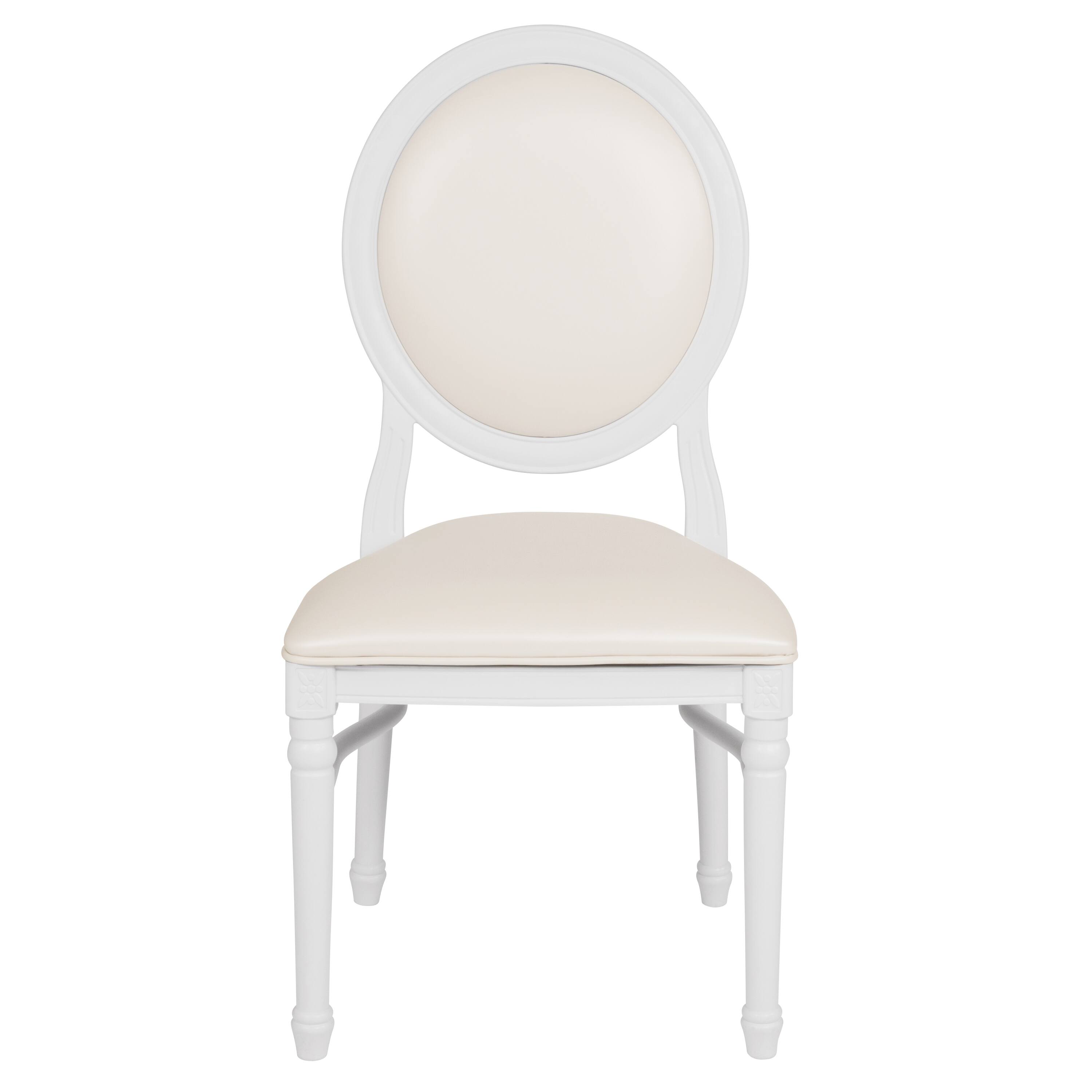 Alt View 7. Emma + Oliver - King Louis Dining Side Chair, Desk Chair - White Vinyl/White Frame.