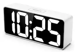 FINEAK - 7.5 Inches Huge Digital Alarm Clock, Outlet Powered for Bedroom - White+white Digit