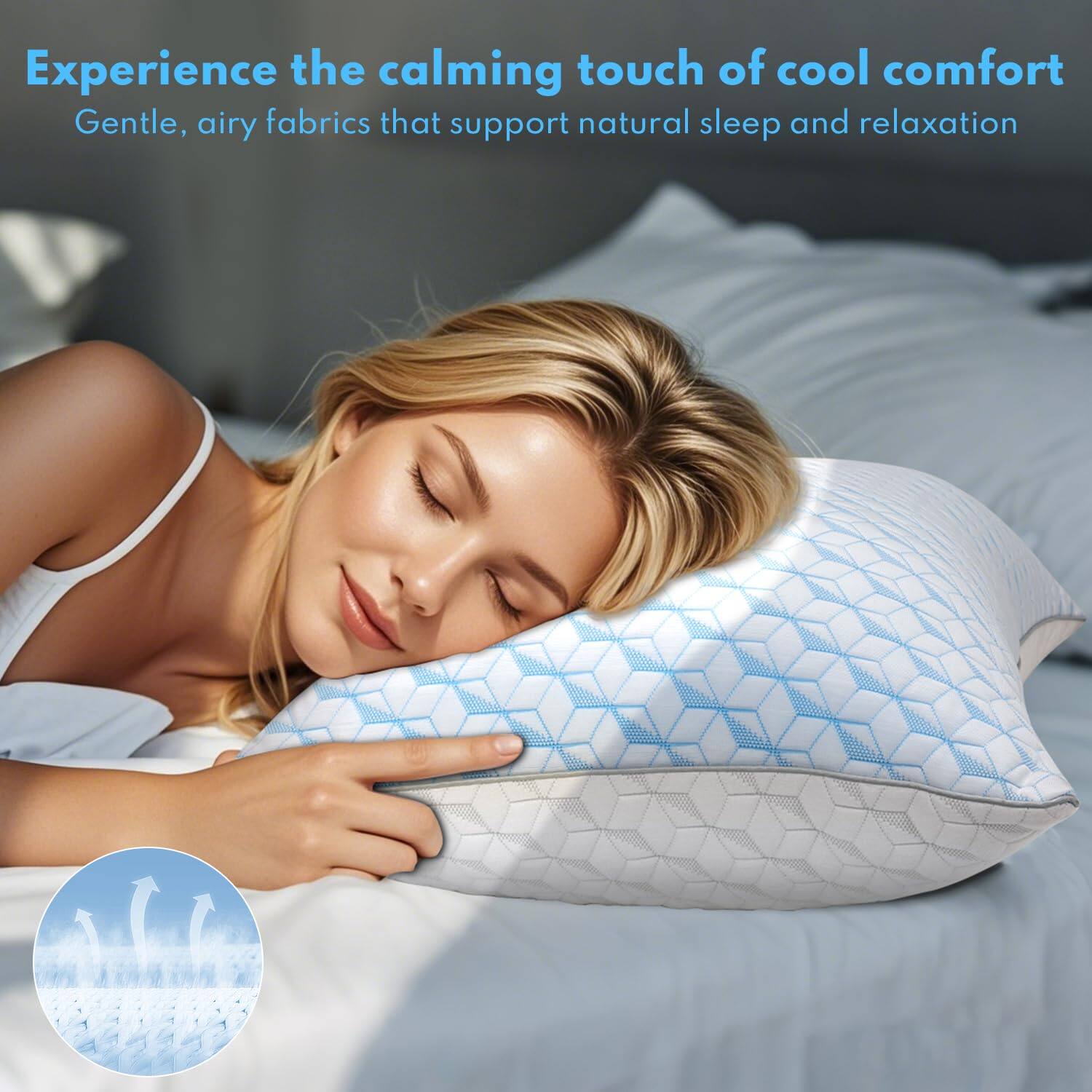 Experience the calming touch of cool comfort  
Gentle, airy fabrics that support natural sleep and relaxation