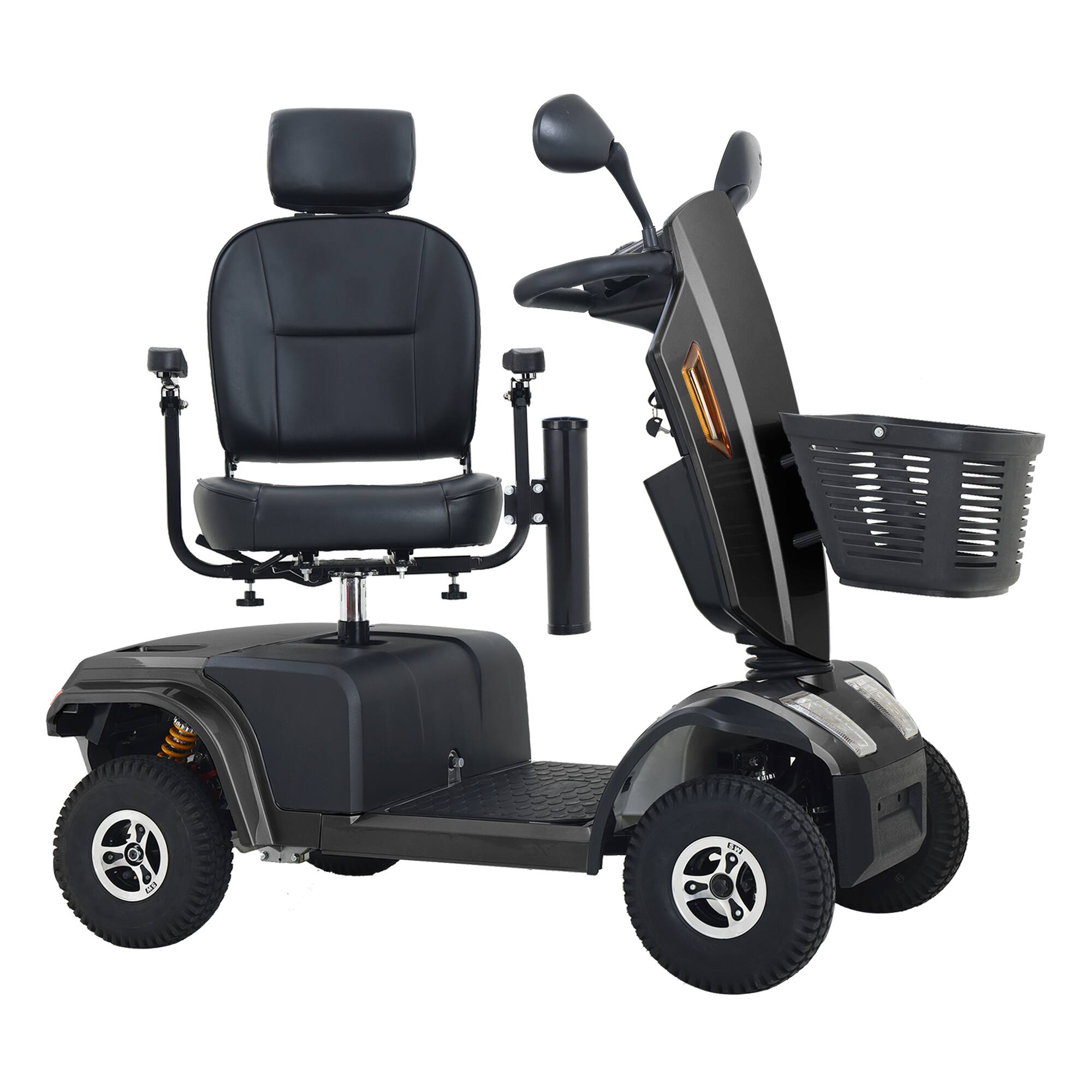 Back. Loheer - Loheer S500 Heavy Duty Mobility Scooter Black Four Wheel Handicap Scooter for Seniors - Black.