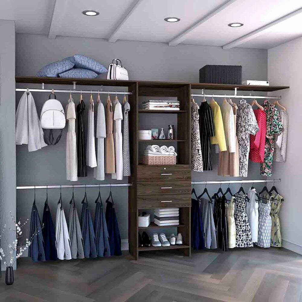 Alt View 2. TuHome - Plego 1 Closet Dark Walnut MDF - White.