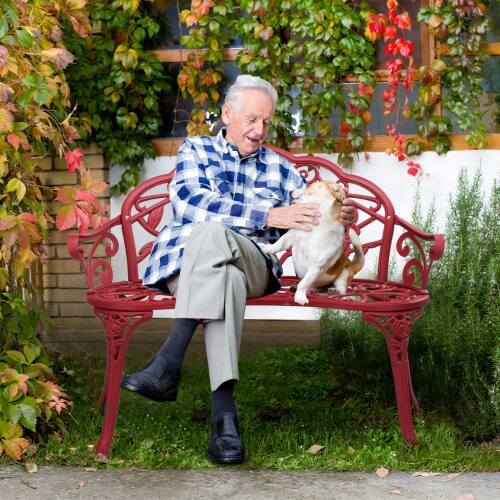 Alt View 4. Winado - 38.5in Patio Metal Rose Bench, 2-Person Cast Iron Aluminium Frame Chair for Lawn Front Porch Garden Outdoor Furniture - Red.