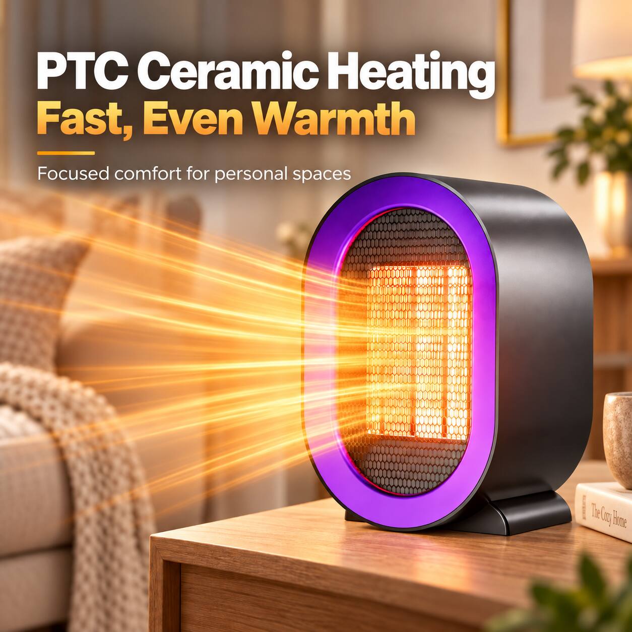 PTC Ceramic Heating  
Fast, Even Warmth  
Focused comfort for personal spaces