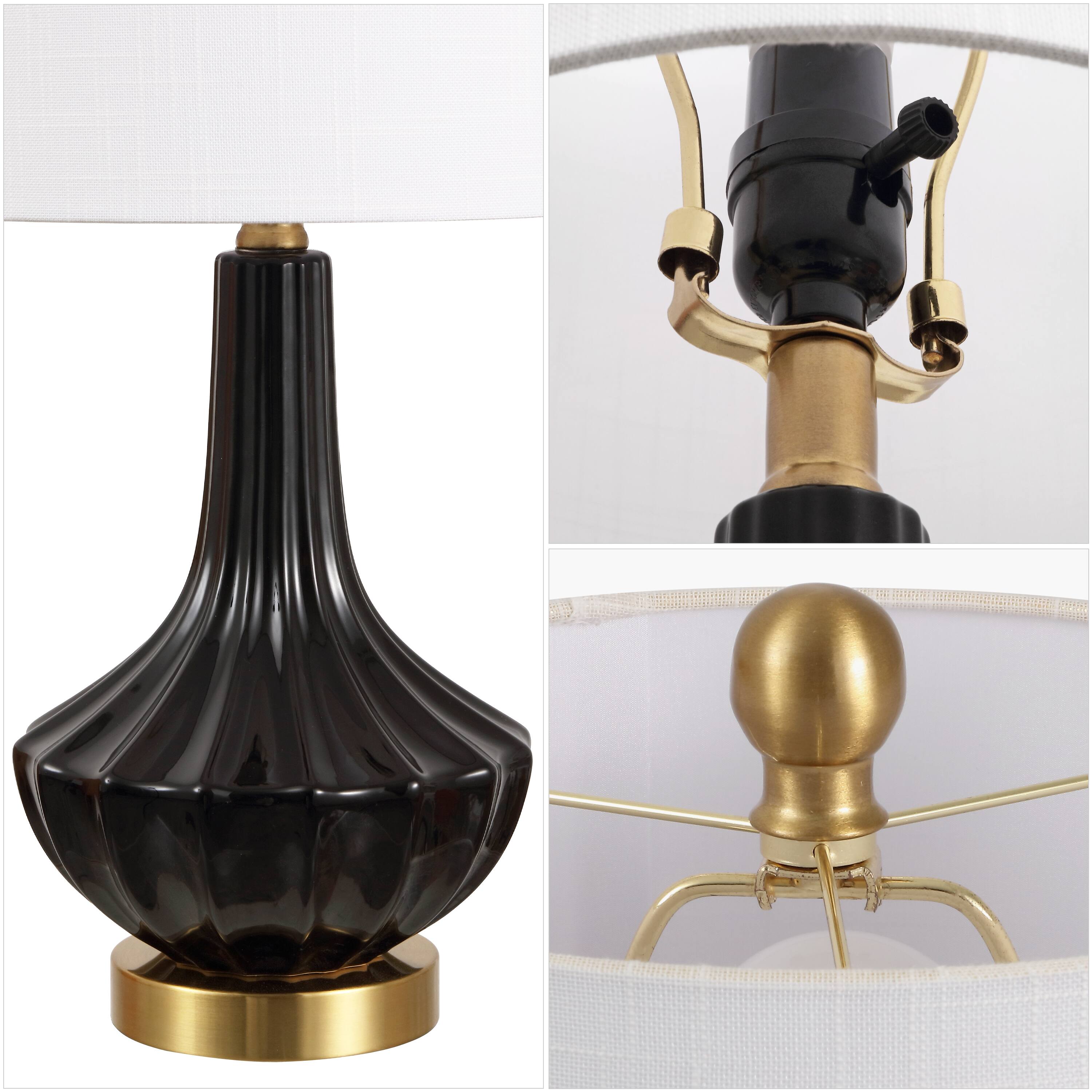 Alt View 3. Jonathan Y - Parker 21.5" Contemporary Traditional Ceramic/Metal Gourd LED Table Lamp, Brass/Black - Black.