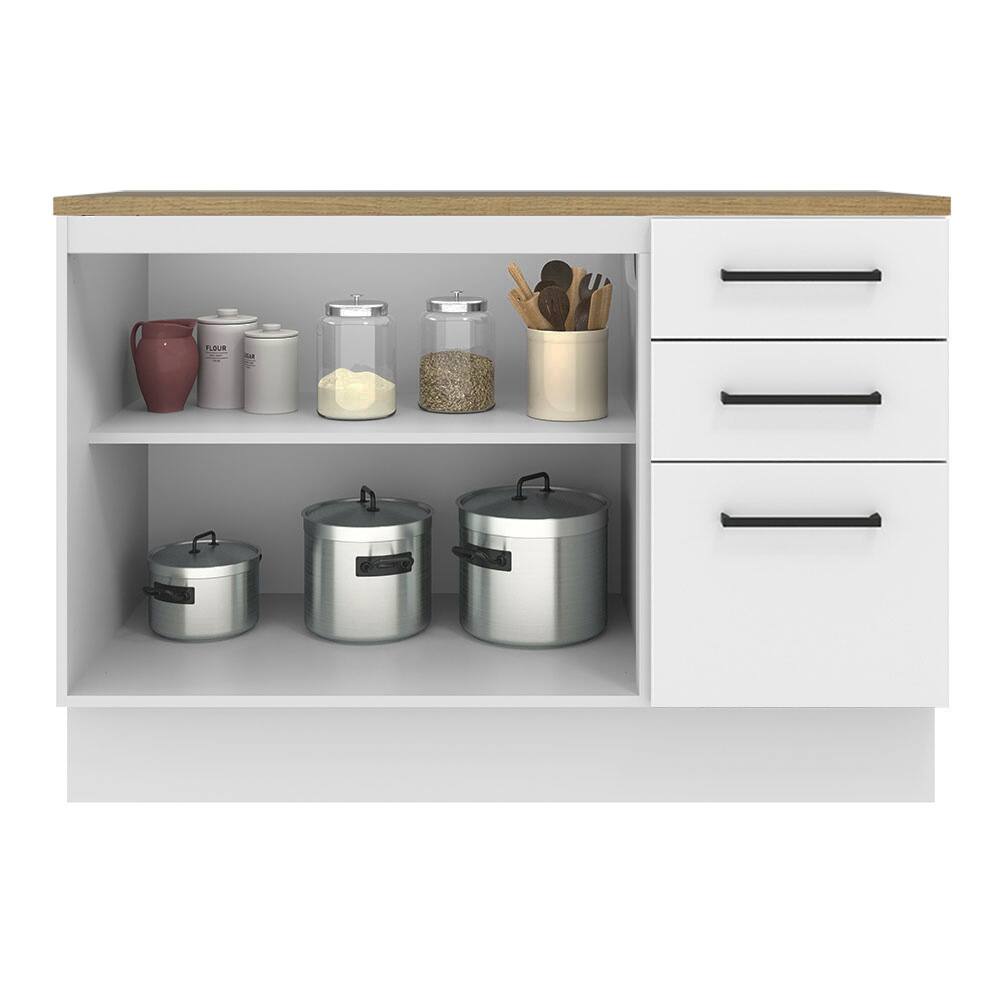 Left. Madesa - Madesa Hazel Kitchen Storage Buffet Base Cabinet 47"L with Drawers - White - White.