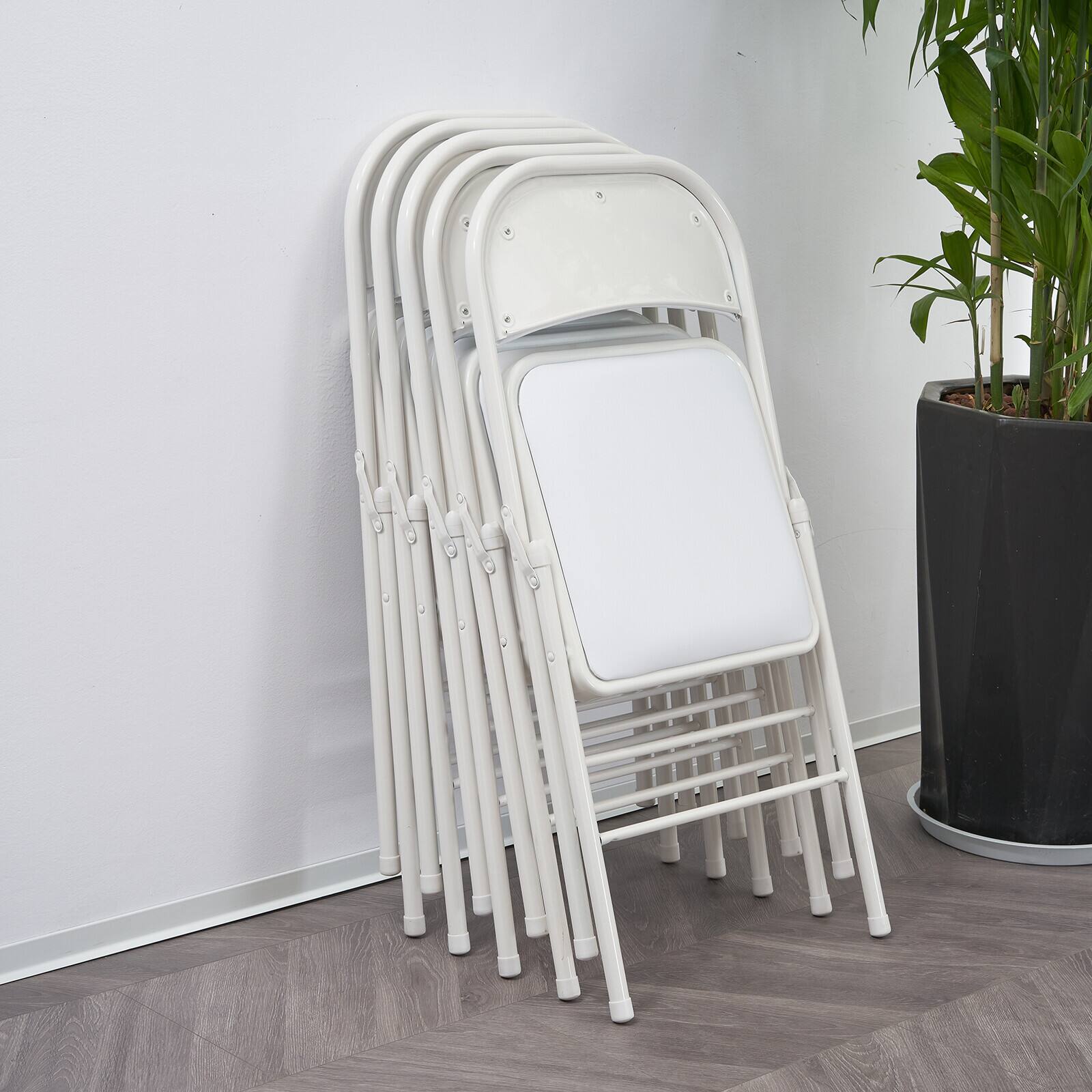 Alt View 3. Winado - 6 Pack Commercial Contoured Folding Chairs Set Stackable Chairs  Padded Seat Metal Steel Frame for Office Event Party - White.