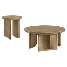 Coaster Co. of America - Adina 2-piece Round Coffee Table Set - Distressed Light Brown