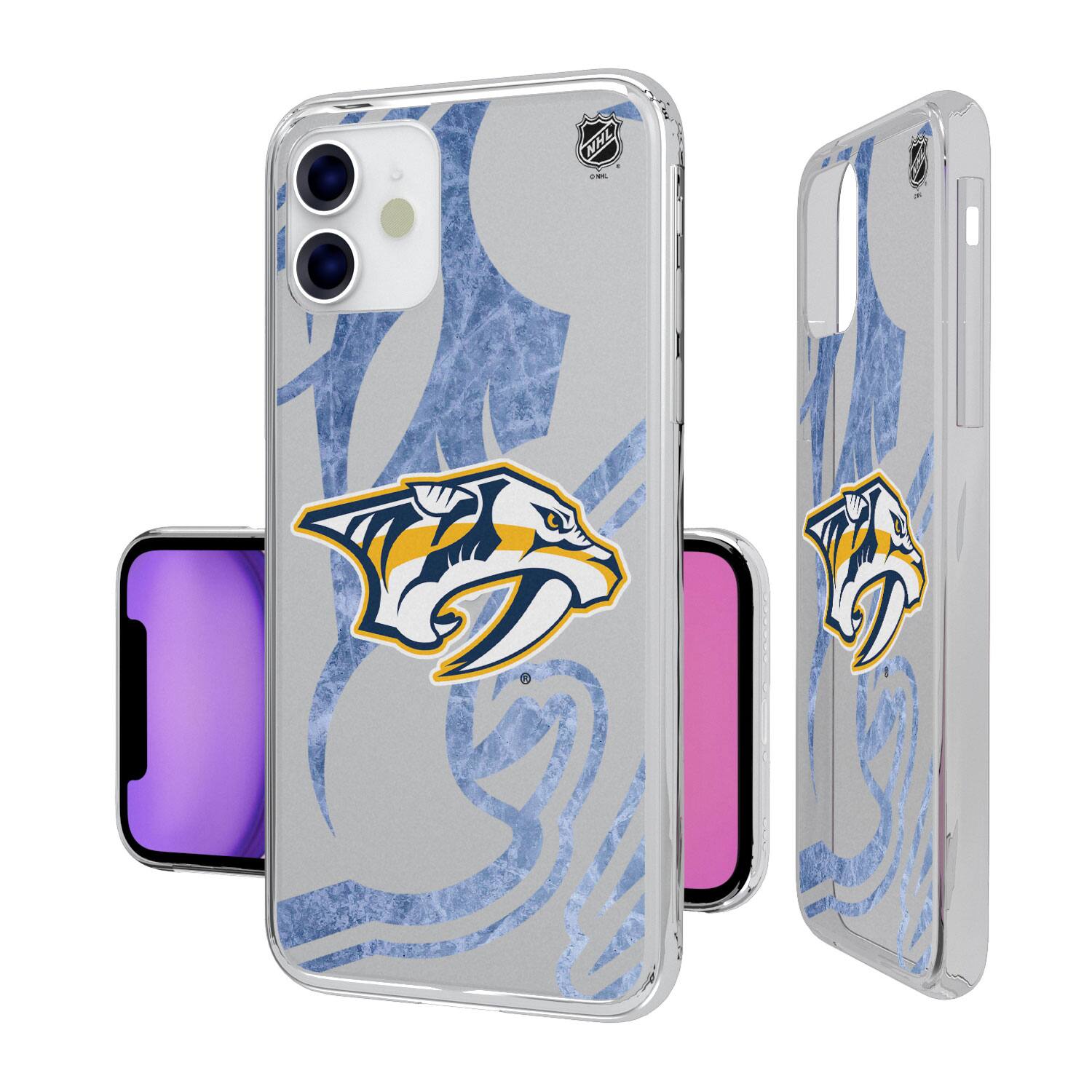 Alt View 1. Keyscaper - Nashville Predators iPhone Clear Ice Case - 15 Pro - Multicolor.