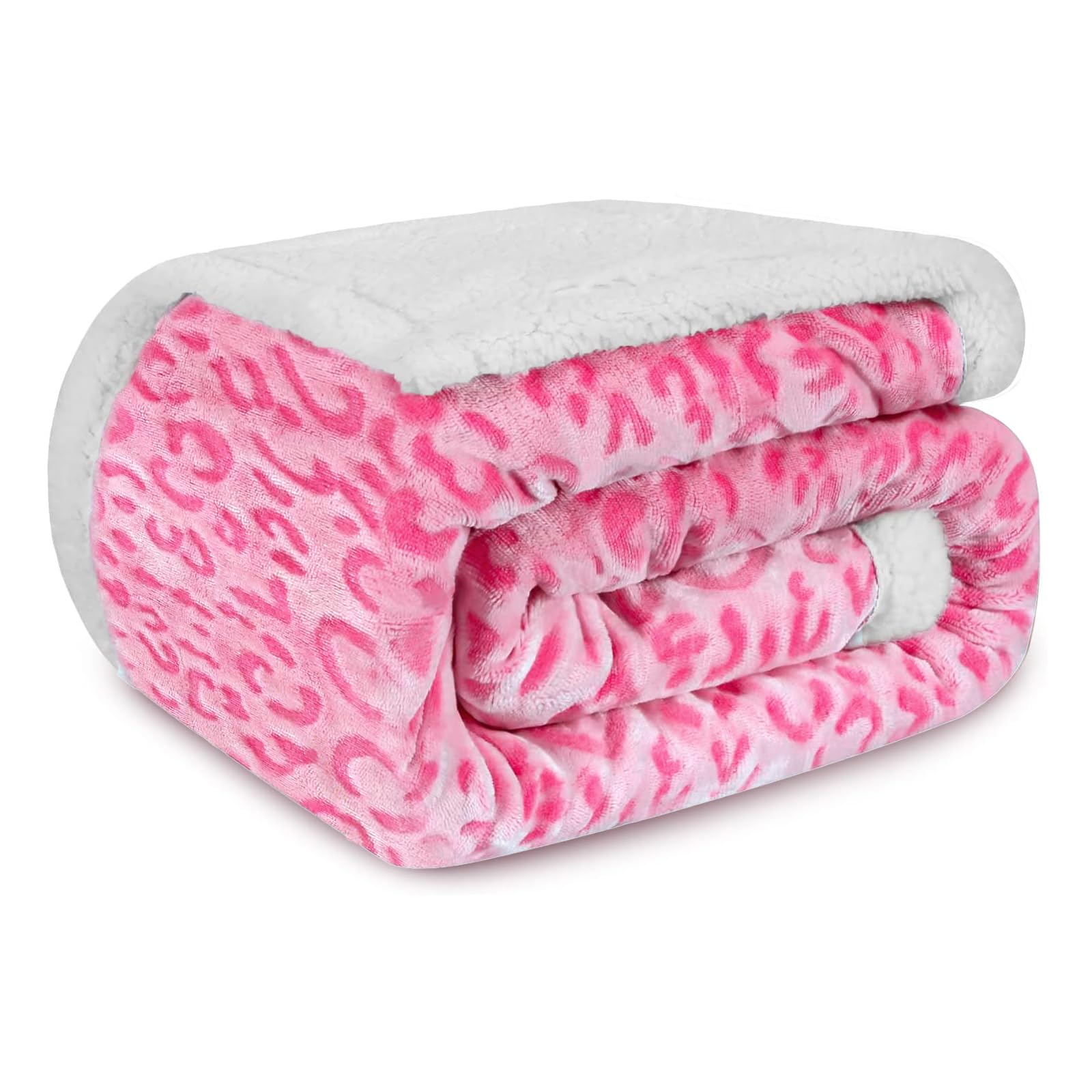 3d Pink Leopard Print Sherpa Fleece (50x60 IN)