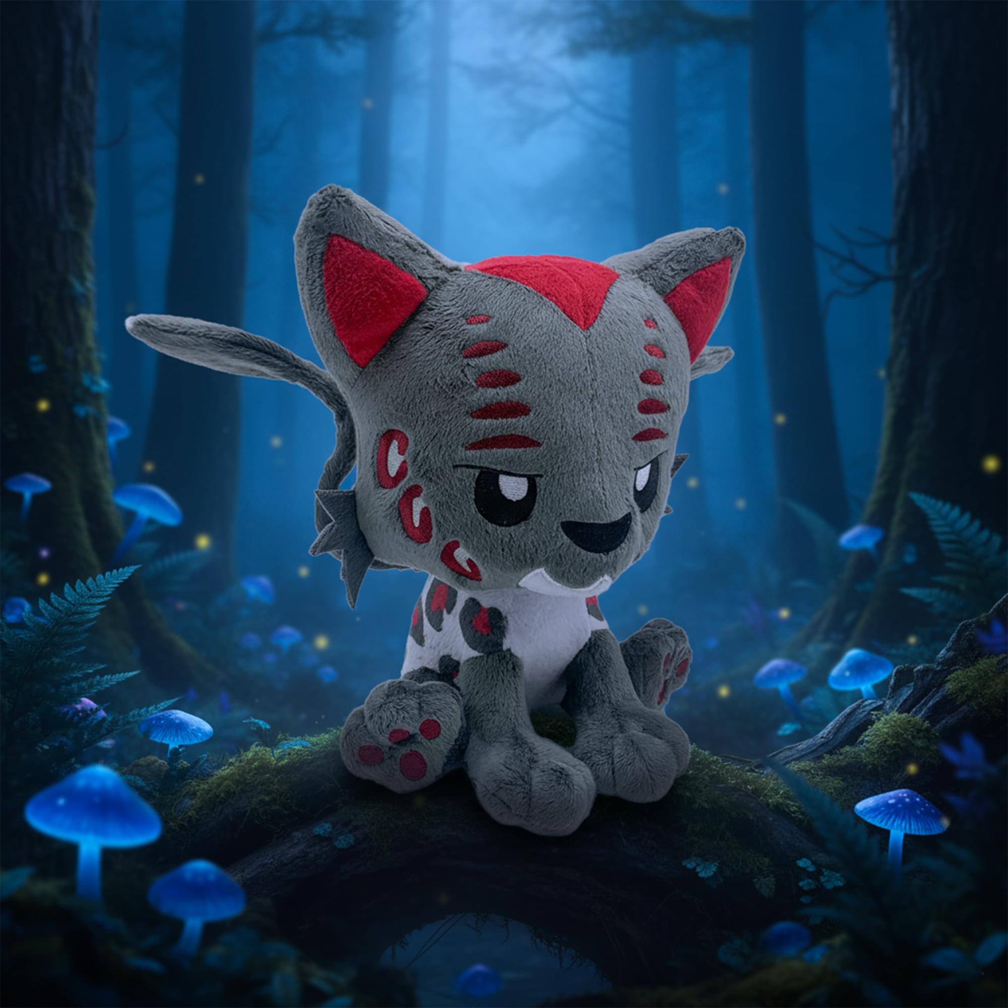 Alt View 2. Tentacle Kitty - Tentacle Kitty Campaign Critters Fantasy Coeurl Plush - Grey.