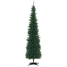 PULUZ - 7ft Unlit Pencil Artificial Christmas Tree with Realistic Branches and 499 Tips, Plastic Base - Green