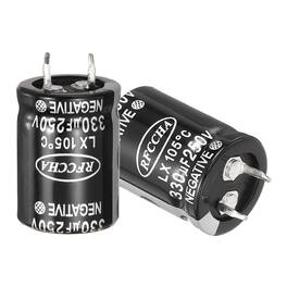Unique Bargains - 250V 330uF Snap-in Electrolytic Capacitor, 2pcs, 30.5x22mm, for Audio/Filter/Appliances - Black