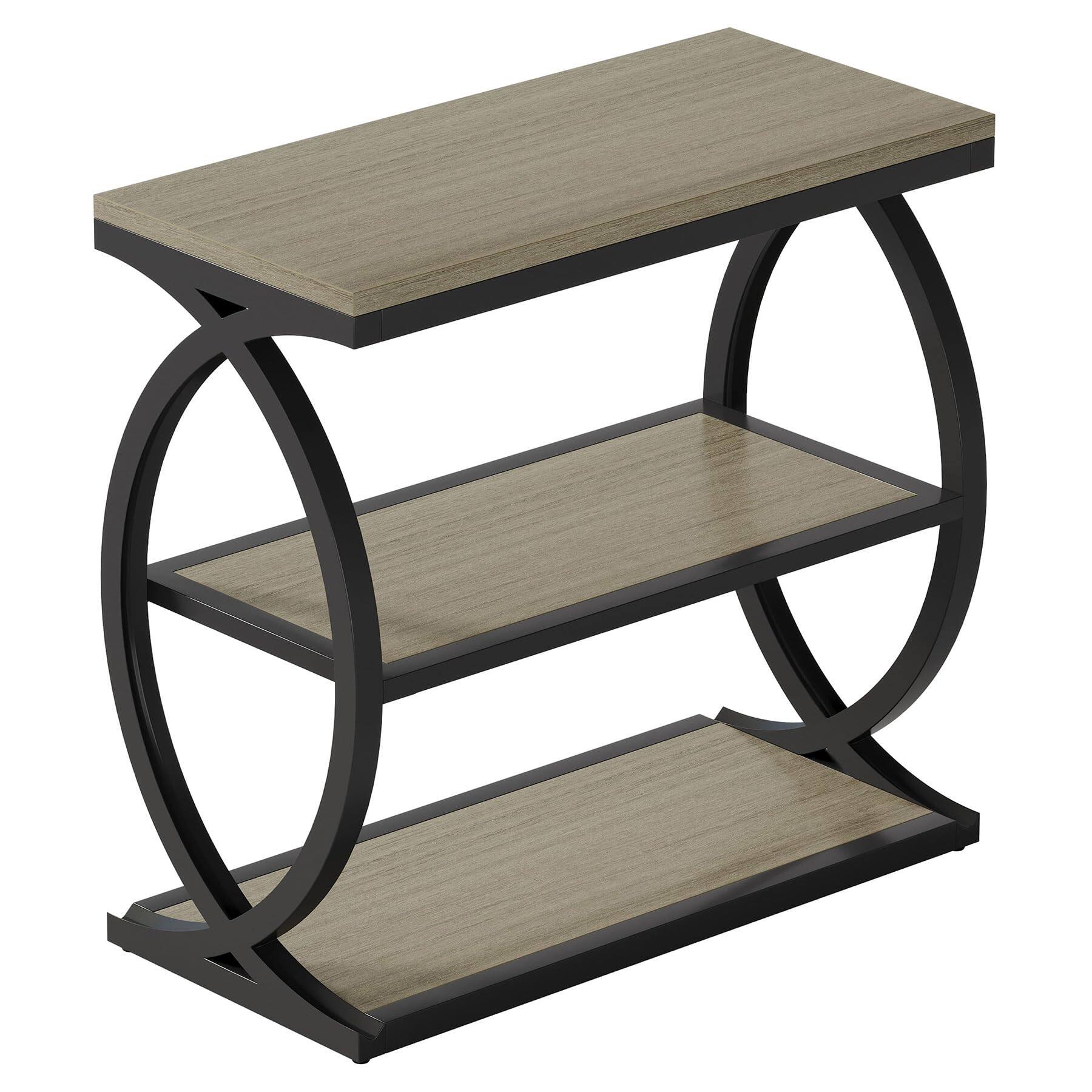 Alt View 4. Tribesigns - 3-Tier Narrow End Table, Side Table, Bedside Nightstand, Grey - Grey.
