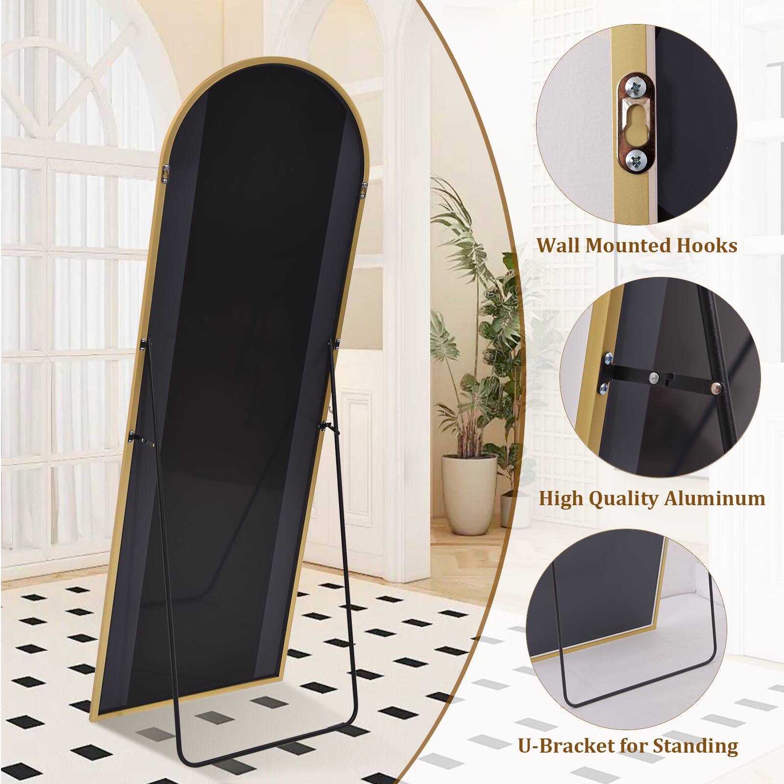 Wall Mounted Hooks  
High Quality Aluminum  
U-Bracket for Standing