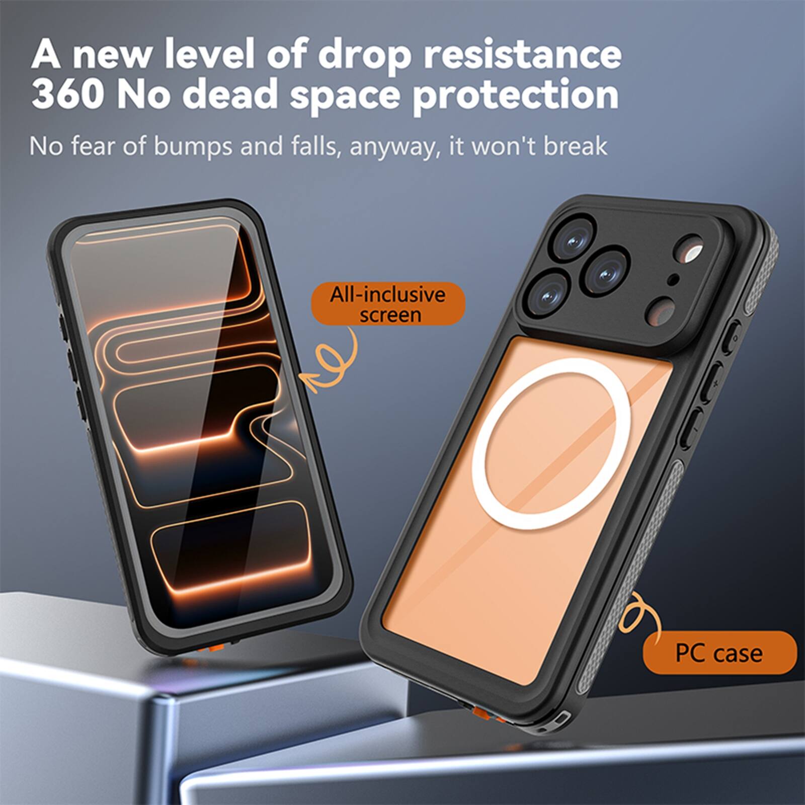 A new level of drop resistance  
360 No dead space protection  
No fear of bumps and falls, anyway, it won't break  
All-inclusive screen  
PC case