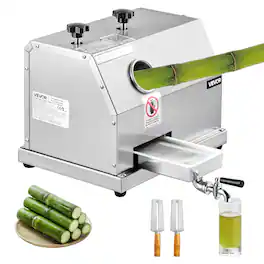 VEVOR - Commercial Sugar Cane Juicer, 110LBS/H High Output Sugarcane Juicer Machine,3 Stainless Steel Rollers, 2.4" Large Inlet - Silver