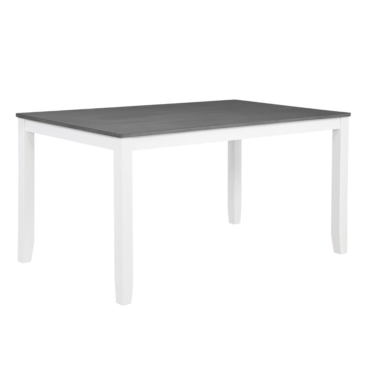 Alt View 7. Loheer - Loheer 6 Piece Dining Table Set with Bench, Gray and White Rectangular Set for Six - Gray and White two-tone.