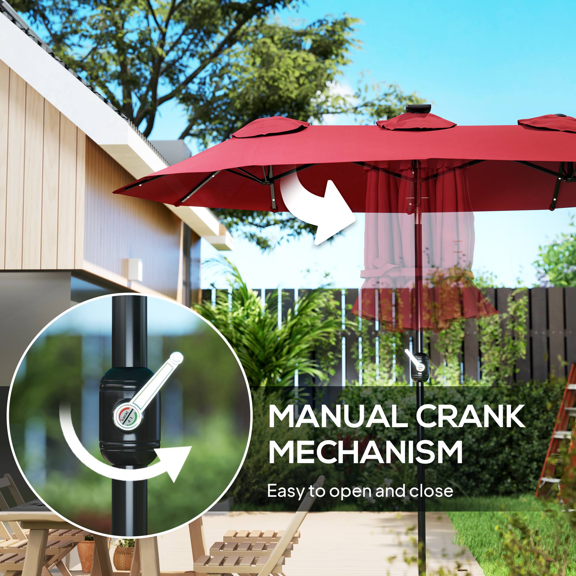 MANUAL CRANK MECHANISM  
Easy to open and close