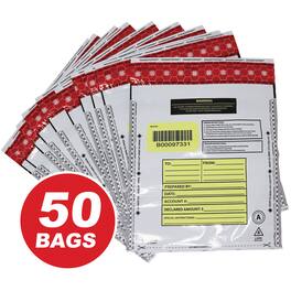 Tamper-Evident 9" x 12" Opaque Bank Deposit Bags, 50 Pack