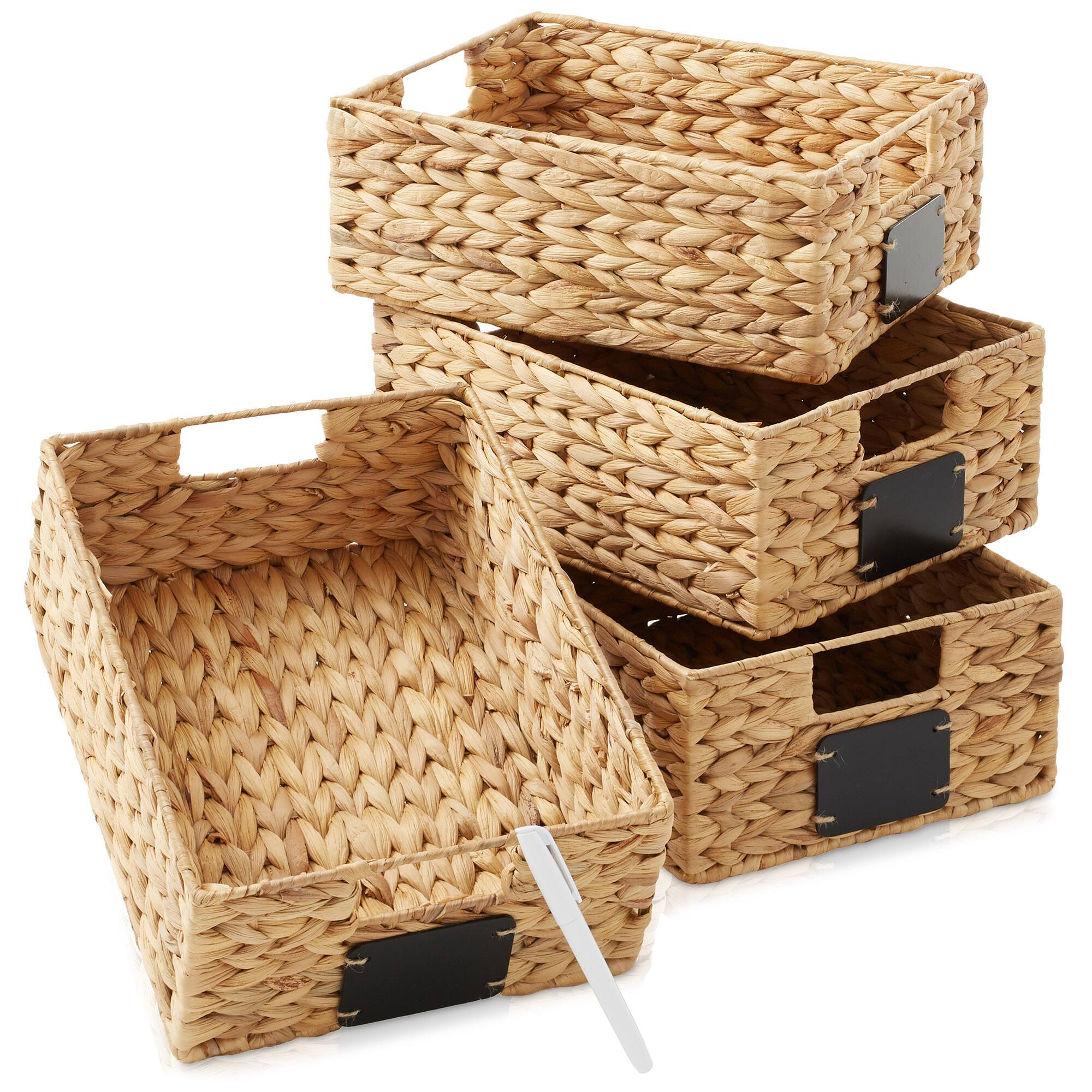 Casafield - Water Hyacinth Pantry Storage Basket Organizer Bins - Natural - Hyacinth