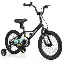 Costway - 16" Kids Training Bike with Removable Training Wheels Pneumatic Tires - Black