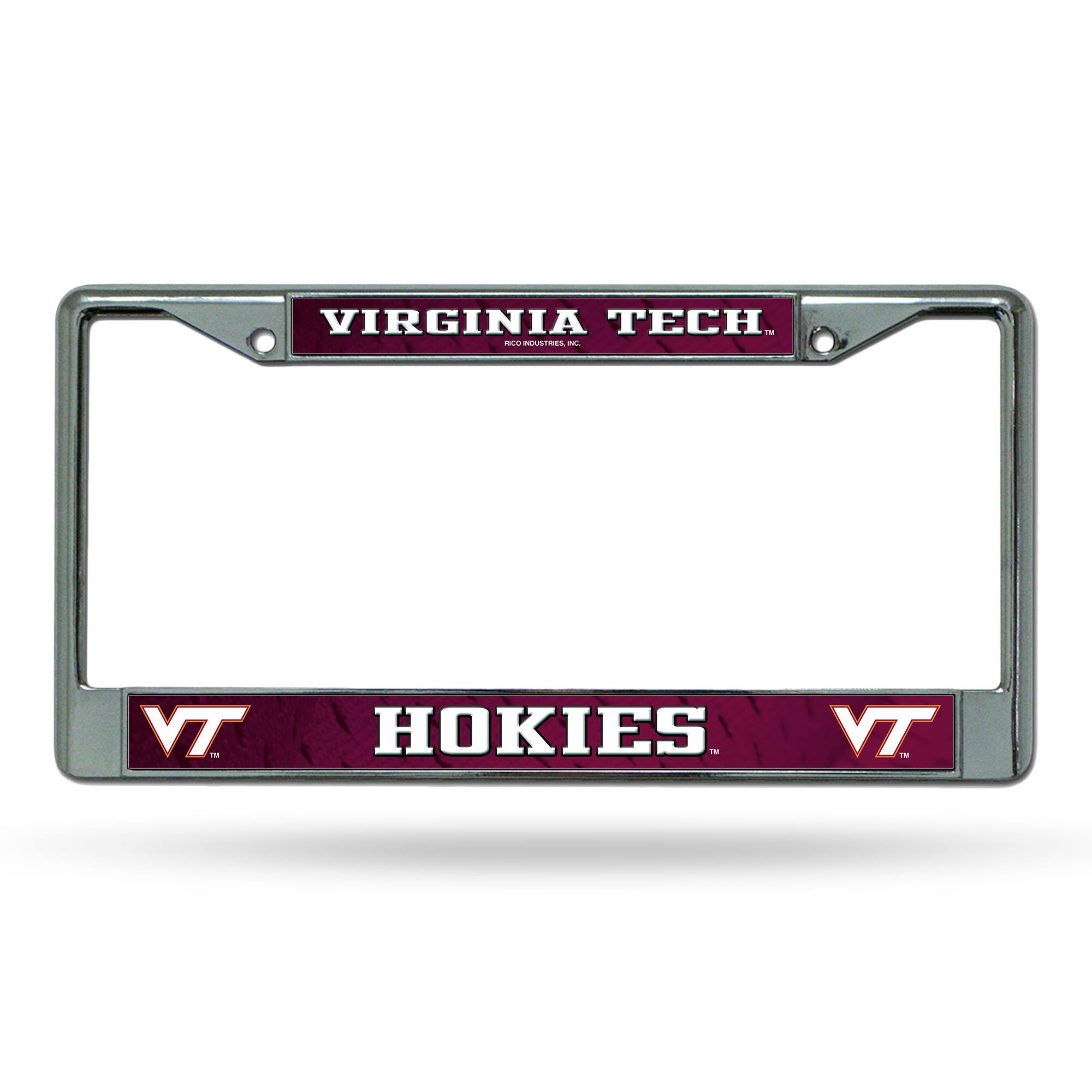 Virginia Tech Hokies - 12" x 6" Standard Size - Chrome Metal License Plate Frame