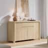 ModernMate - Sideboard Buffet 63"W Curved Modern Kitchen Dining Storage with Drawer 4 Cabinets and Adjustable Shelves - Natural Oak