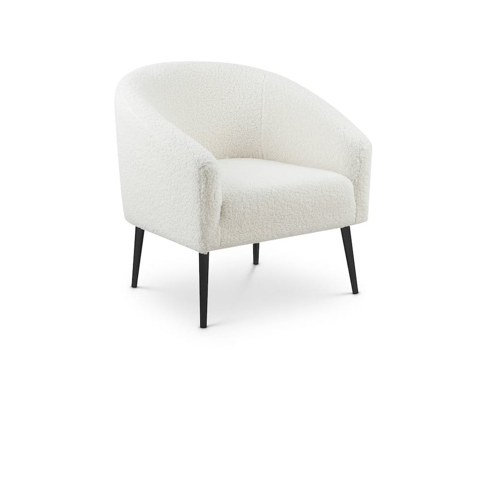 Meridian Furniture - Barlow Faux Sheepskin Fur Accent Chair - White