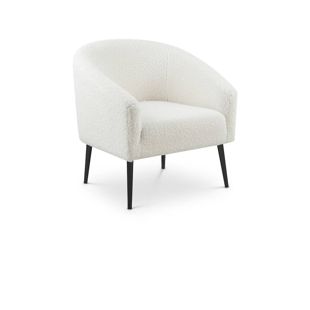 Front. Meridian Furniture - Barlow White Faux Sheepskin Fur Accent Chair - White.