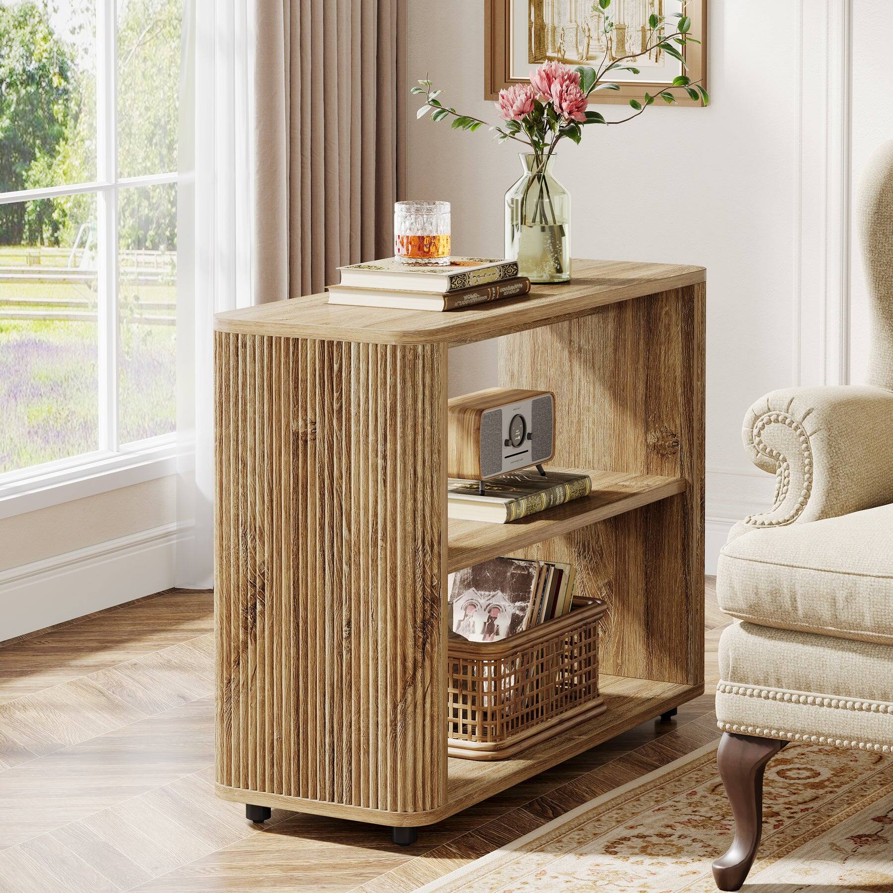 Tribesigns End Table with Engineered Wood Construction and Storage ...