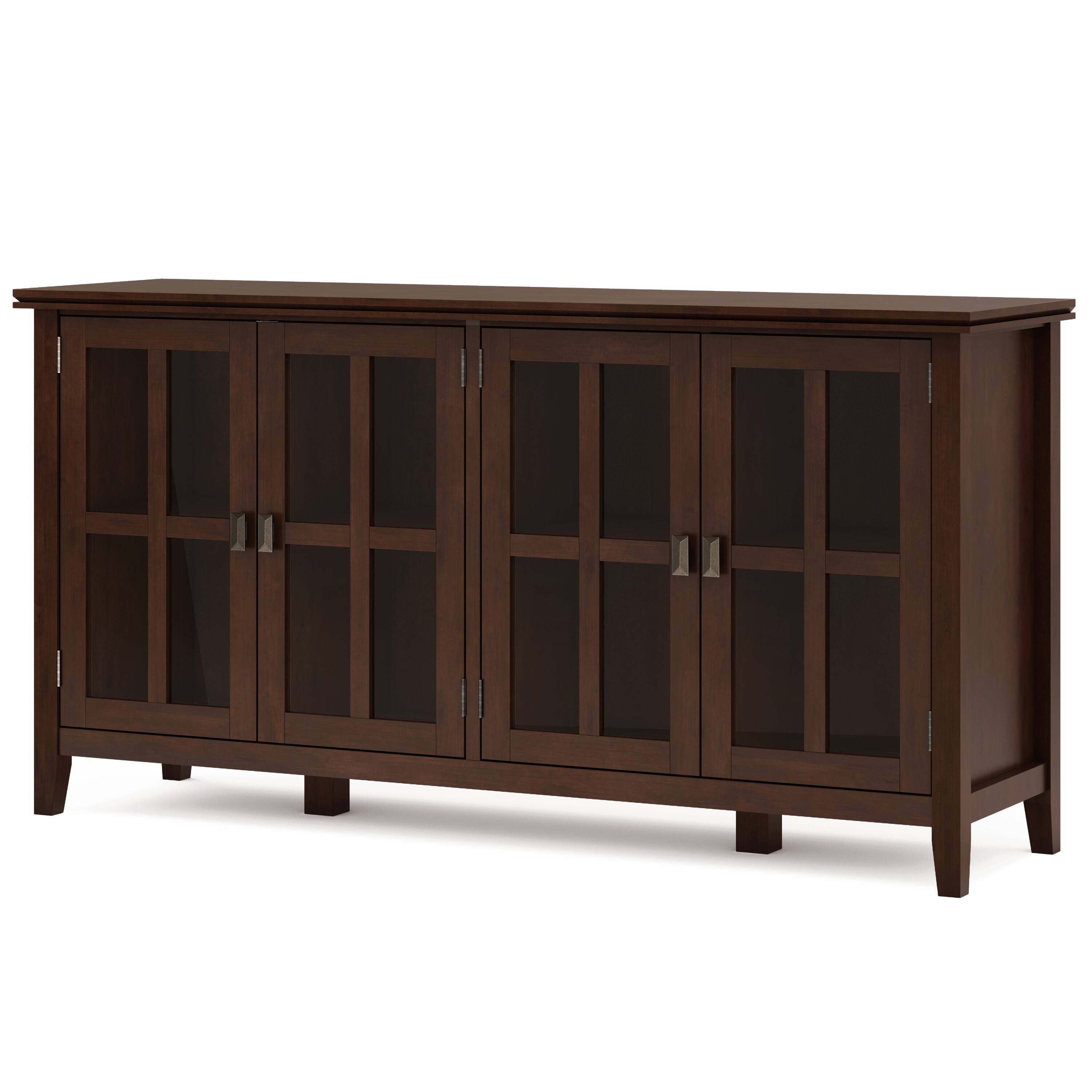 Angle. Simpli Home - Artisan Wide 4 Door Storage Cabinet - Russet Brown.