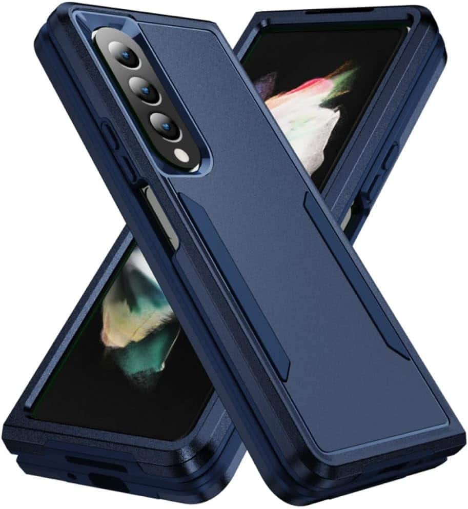Front. Entronix - Entronix Dual-Layer Soft-Touch Case for Samsung Galaxy Z Fold 6 - Sleek and Protective Cover - Navy Blue.