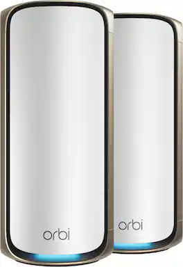 NETGEAR - Orbi 970 Series WiFi 7 Mesh System, 2 Pack, Up to 6,600 sq ft, 27 Gbps, 200 Devices, 10 Gig Port, RBE972 - White
