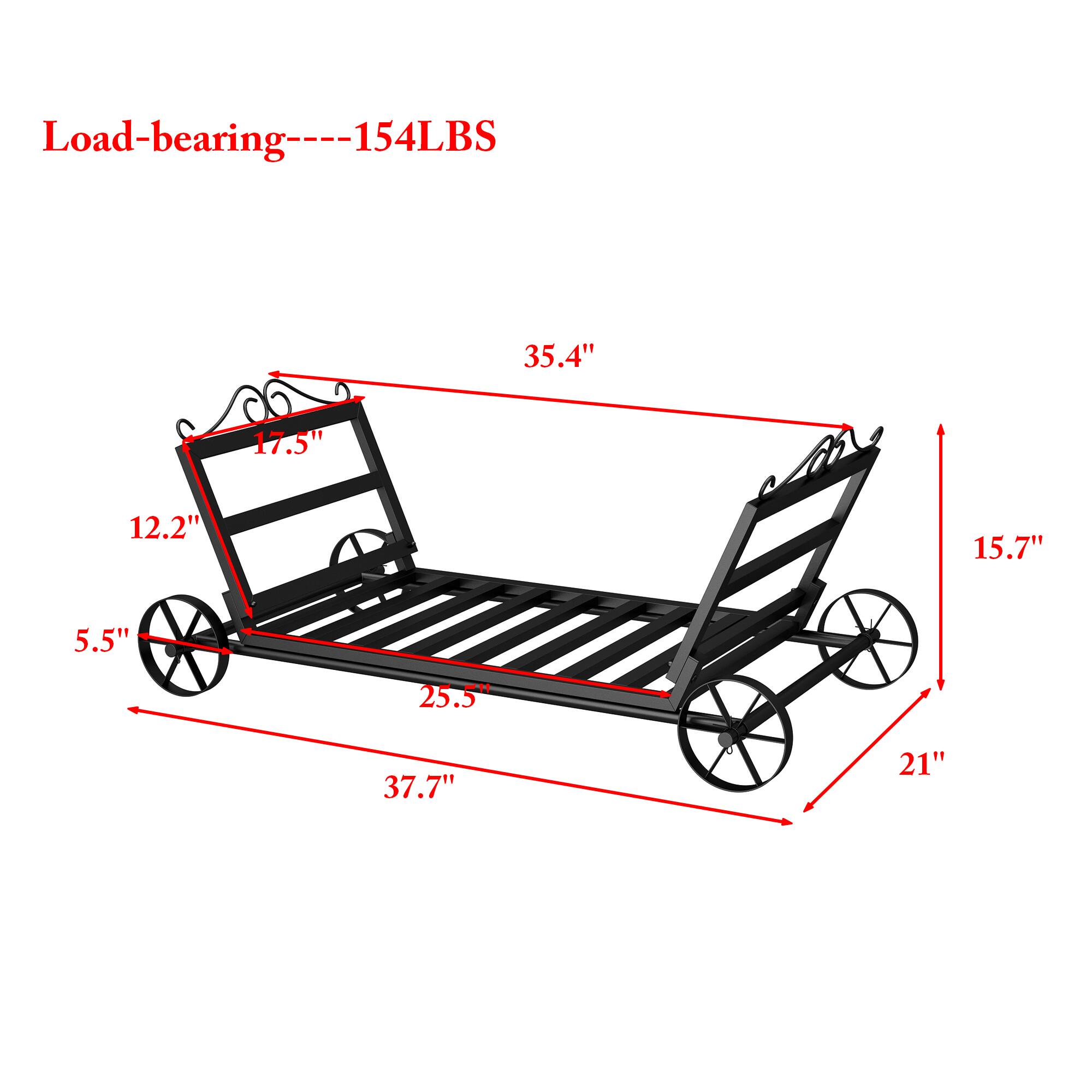 Load-bearing: 154LBS

Dimensions:
- Length: 35.4"
- Width: 17.5"
- Height: 15.7"
- Wheelbase: 37.7"
- Wheel Diameter: 5.5"
- Wheel Width: 21"
- Bed Depth: 12.2"
- Bed Width: 25.5"