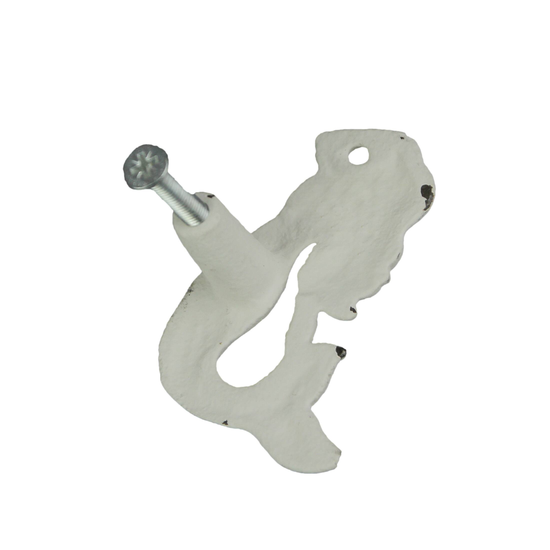 Alt View 9. Zeckos - Set of 6 White Painted Cast Iron Mermaid Drawer Pull Rustic Furniture Decor Knob - White.