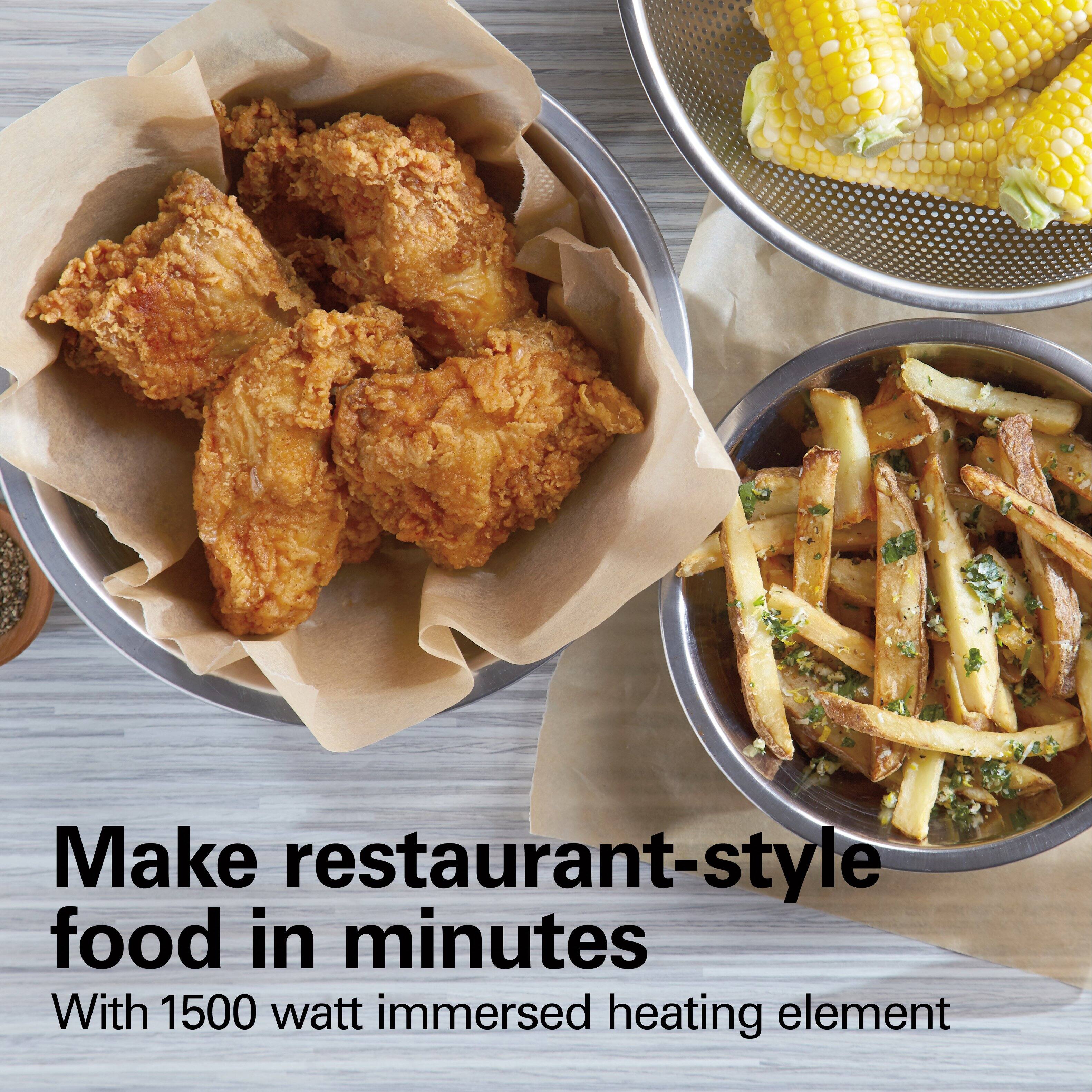 Make restaurant-style food in minutes  
With 1500 watt immersed heating element